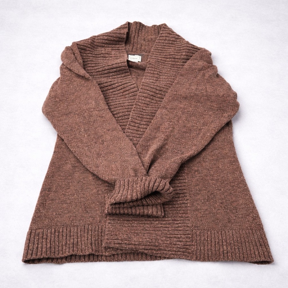 LL Bean Cardigan Womens XS Brown Shawl Collar Knit Sweater Cozy
